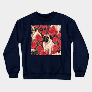 Pugs and Roses All Over Tote Bag Crewneck Sweatshirt